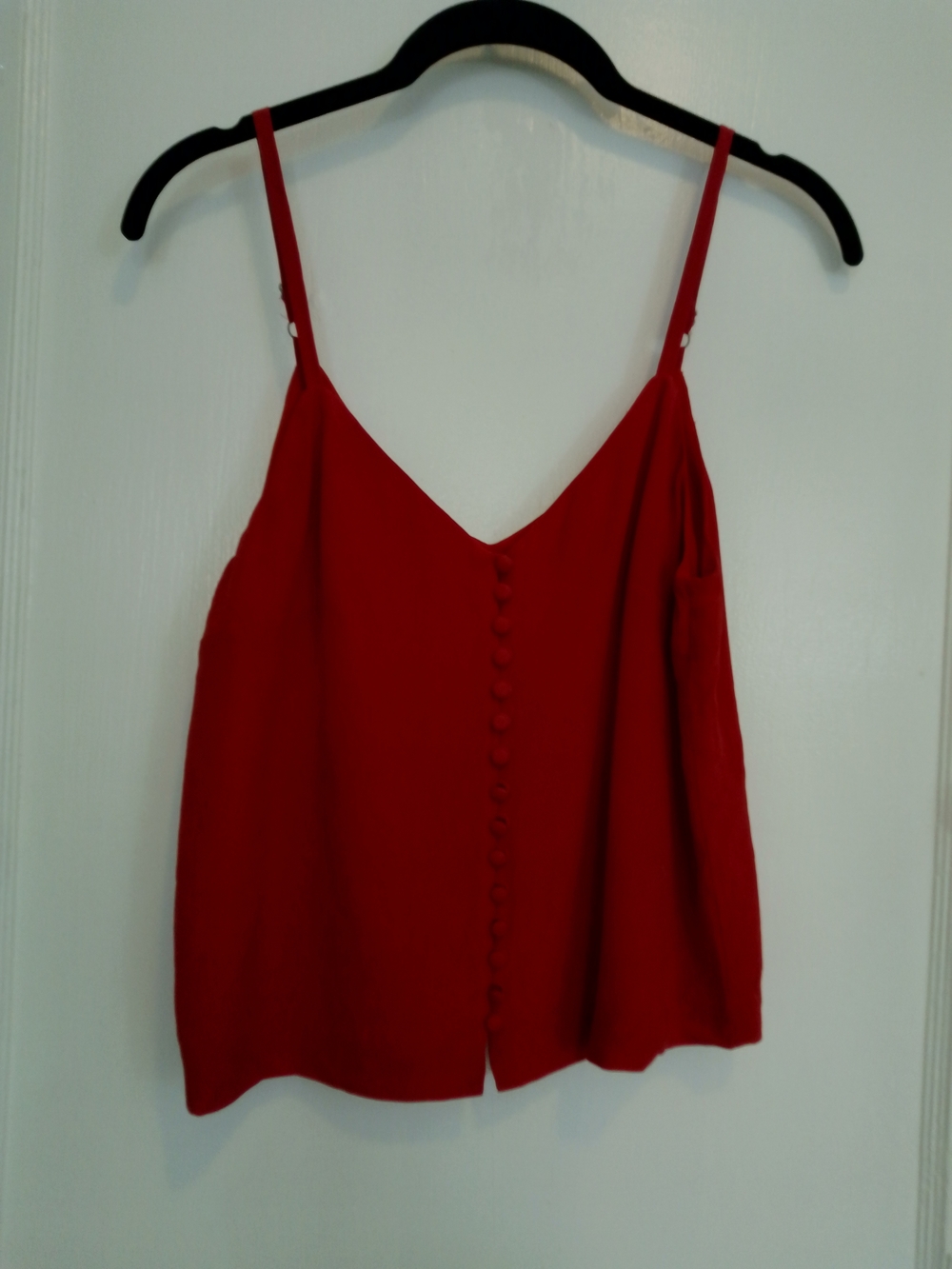 Madewell Red Spaghetti-Strap Button-Front Tank